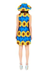 Φόρεμα αμάνικο κοντό με print sunflowers