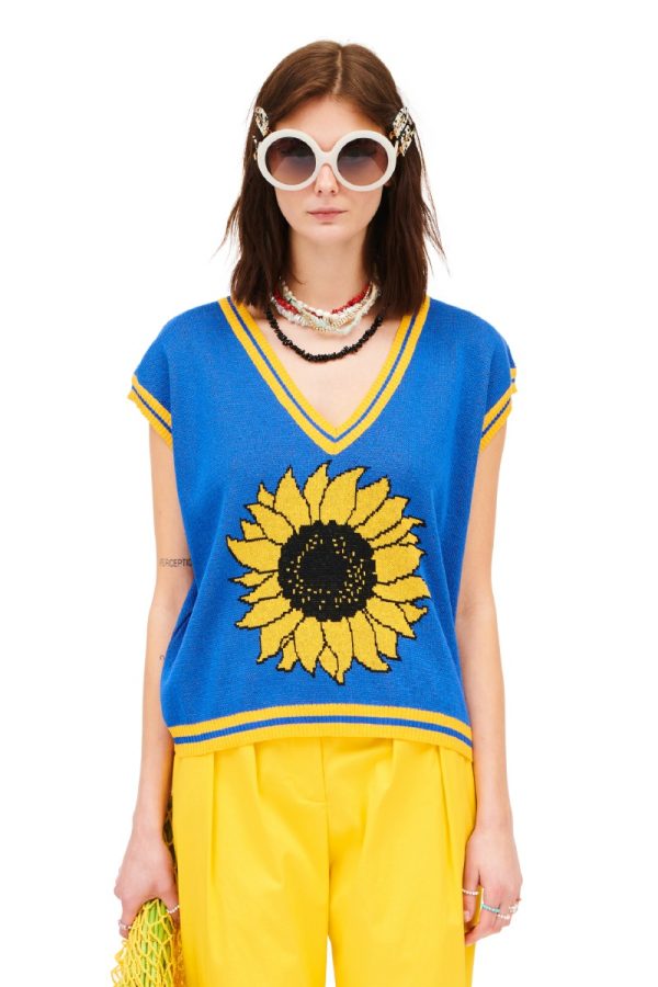 knitted vest sunflower