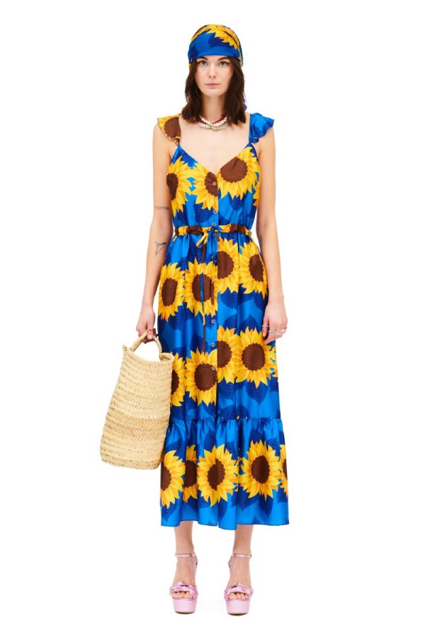 Φόρεμα μακρύ με print sunflowers