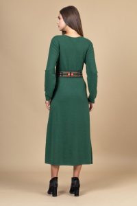 Φόρεμα πράσινο midi με cashmere
